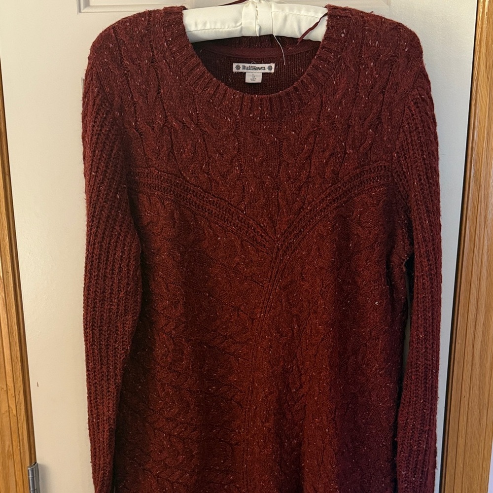 Ruff Hewn Burgundy Cable Knit Sweater